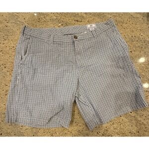 Southern Tide Shorts Mens 40 Blue White Gingham Seersucker Chino Flat Front
